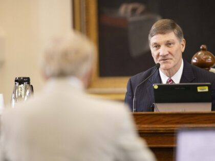 Witness Mark Penley, who served as the deputy attorney general for criminal justice under Texas Attorney General Ken Paxton for one year, provides testimony as he is examined by Rusty Hardin, an attorney for the House impeachment managers, during day 5 of Paxton's impeachment trial in the Senate chamber at …