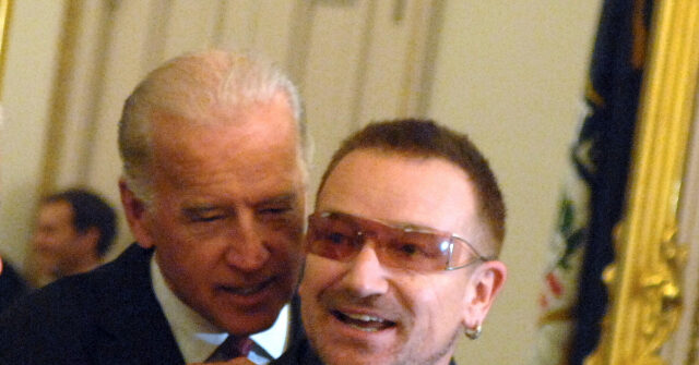 NextImg:U2's Bono Says America at a 'Low Ebb' Under Biden, Refuses to Use the 'T-Word' (Trump)