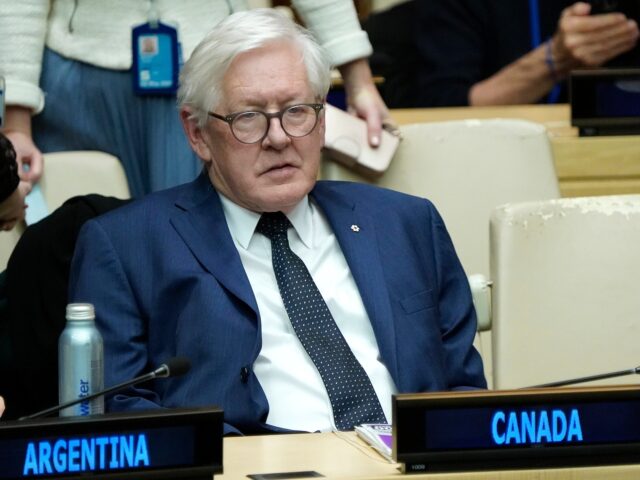 NEW YORK, NEW YORK - FEBRUARY 09: Bob Rae, Canadian ambassador to the UN listens as U.S. second gentleman Doug Emhoff speaks during the Economic and Social Council session about “Globalizing Efforts to Combat Antisemitism” at the United Nations World Headquarters on February 9, 2023 in New York City. Emhoff …