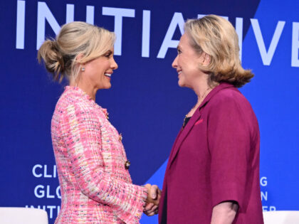NEW YORK, NEW YORK - SEPTEMBER 19: (L-R) Dana Perino and Former US Secretary of State Hillary Clinton speak onstage during the Clinton Global Initiative September 2023 Meeting at New York Hilton Midtown on September 19, 2023 in New York City. (Photo by Noam Galai/Getty Images for Clinton Global Initiative)