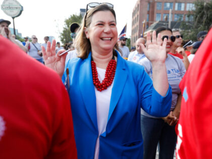 DETROIT, MICHIGAN - SEPTEMBER 4: U.S. Representative Elissa Slotkin (D-MI) marches in the Detroit Labor Day Parade on September 4, 2023 in Detroit, Michigan. The theme of this year's Parade is, "Labor United Stronger Than Ever!". The UAW is currently in contract negotiations with the Big Three automakers Ford, General …