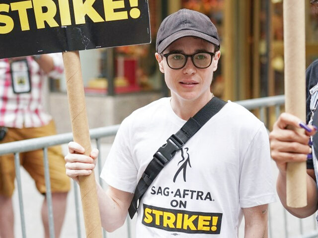 Elliot Page joins SAG-AFTRA members as they maintain picket lines in front of NBCUniversal
