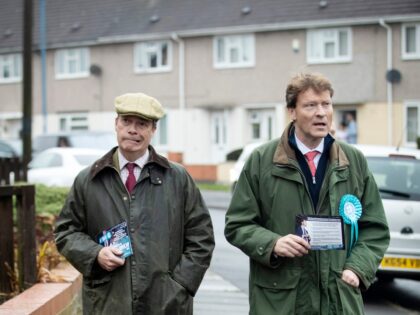Brexit Party leader Nigel Farage (left) with Brexit Party Chairman and parliamentary candidate for Hartlepool, Richard Tice (right) on the General Election campaign trail in Hartlepool, County Durham. (Photo by Danny Lawson/PA Images via Getty Images)