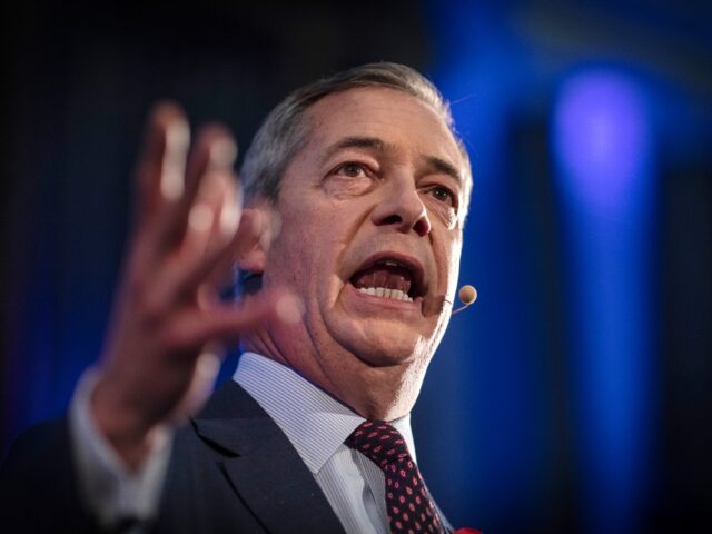 LONDON, ENGLAND - NOVEMBER 04: Brexit Party leader Nigel Farage speaks ahead of Brexit Par
