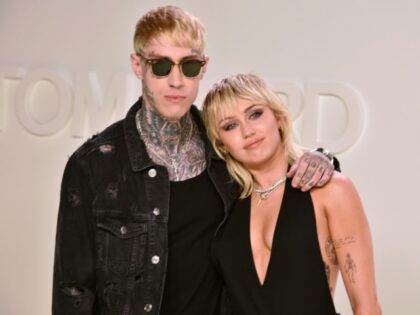 Trace Cyrus and Miley Cyrus attend the Tom Ford AW/20 Fashion Show at Milk Studios on Febr