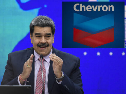 A Chevron Global Technology Services Company logo is seen at an administrative office in Caracas on November 29, 2022. - The US government's authorisation of energy giant Chevron to operate in Venezuela will bring an upturn in the Caribbean country's stagnant oil production, but will have a "limited" impact on …