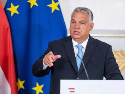 Hungarian Prime Minister Viktor Orban addresses a press conference after the Migration Summit in Vienna on July 7, 2023. (Photo by GEORG HOCHMUTH / APA / AFP) / Austria OUT (Photo by GEORG HOCHMUTH/APA/AFP via Getty Images)