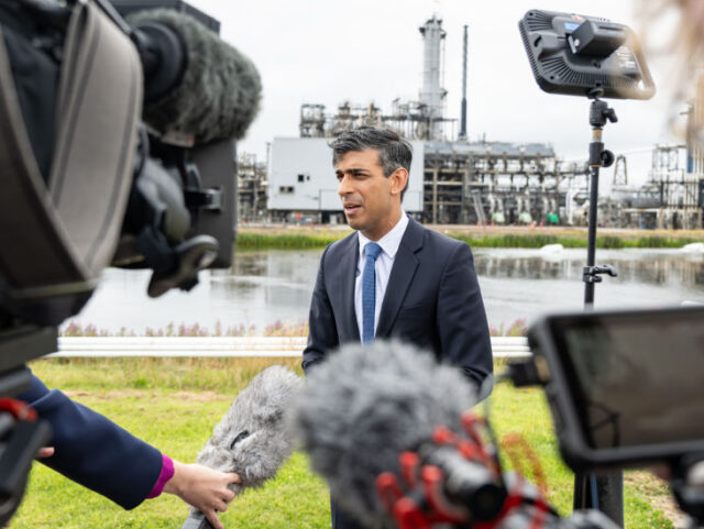 ABERDEENSHIRE, SCOTLAND - JULY 31: Prime Minister Rishi Sunak speaks to the media during h