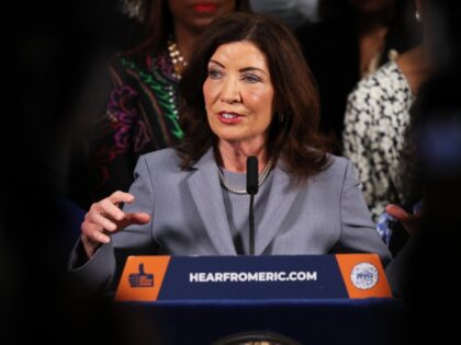 NEW YORK, NEW YORK - JULY 31: NY Gov. Kathy Hochul speaks during a press conference on gun
