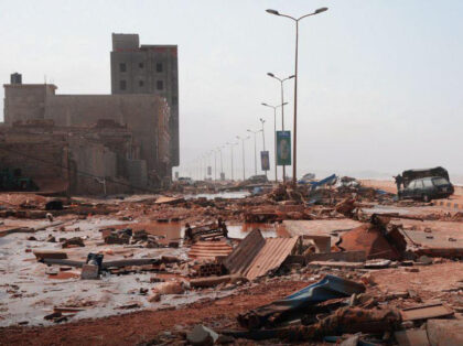 DERNA, LIBYA - SEPTEMBER 11: (----EDITORIAL USE ONLY MANDATORY CREDIT - HANDOUT - NO MARKETING NO ADVERTISING CAMPAIGNS - DISTRIBUTED AS A SERVICE TO CLIENTS----) A view of devastation in disaster zones after the floods caused by the Storm Daniel ravaged the region, on September 11, 2023, in Derna, Libya. …