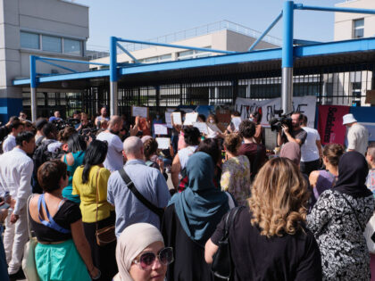 STAINS, FRANCE - SEPTEMBER 6: Teachers on strike denounce the banning of the Abaya clothin