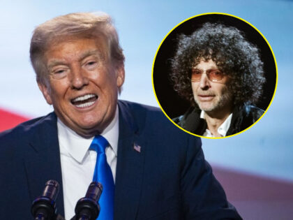 (INSET: Howard Stern) Former President Donald Trump, 2024 Republican presidential candidat