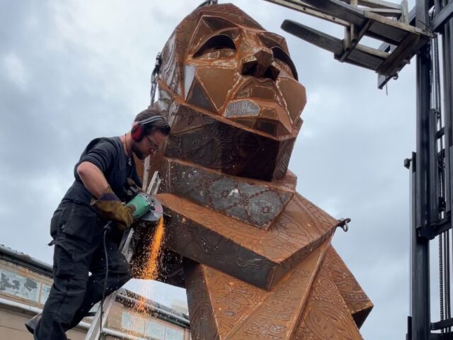 Renowned sculptor Luke Perry is putting the finishing touches to his latest piece, 'Streng