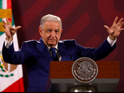 September 18, 2023, Mexico City, Mexico: The president of Mexico, Andres Manuel Lopez Obrador at the press conference before reporters at the National Palace. (Photo by Luis Barron / Eyepix Group) (Photo credit should read Luis Barron / Eyepix Group/Future Publishing via Getty Images)