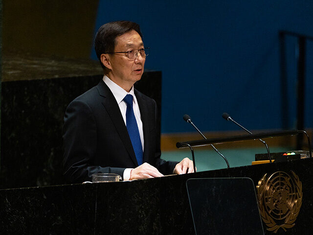 Han Zheng, China's vice president, speaks during the United Nations General Assembly