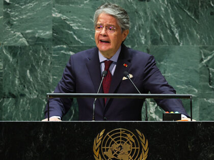 President of Ecuador Guillermo Lasso Mendoza speaks during the United Nations General Assembly (UNGA) at the United Nations headquarters on September 20, 2023 in New York City. Heads of states and governments from at least 145 countries are gathered for the 78th UNGA session amid the ongoing war in Ukraine …