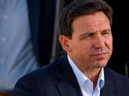 Florida Gov. Ron DeSantis listens during an interview at the Permian Deep Rock Oil Company site during a campaign event on September 20, 2023 in Midland, Texas. Gov. DeSantis unveiled future plans on energy policy, climate change ideology and gas production if he is elected president in 2024. (Photo by …