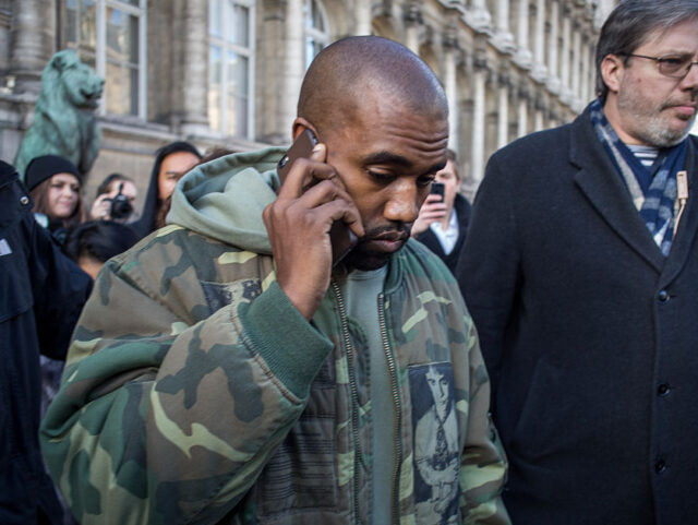 US singer Kanye West at the Dries van noten fashion show. Paris. 2015/03/04. (Photo by Mic