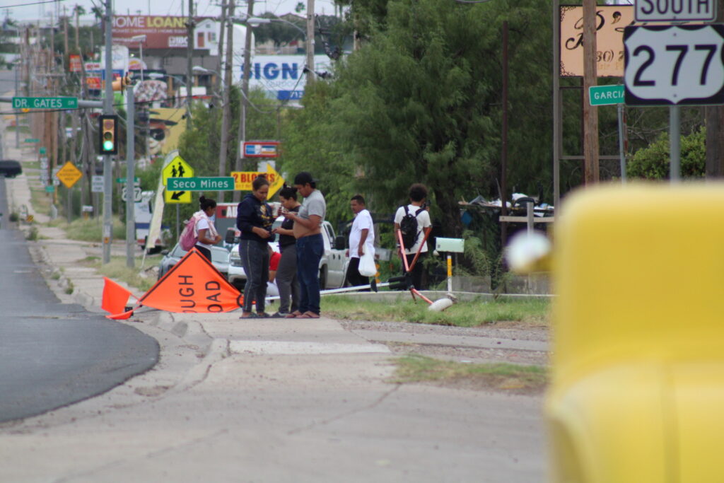 Group of migrants pushed away from NGO shelter in Eagle Pass. (Randy Clark/Breitbart Texas)