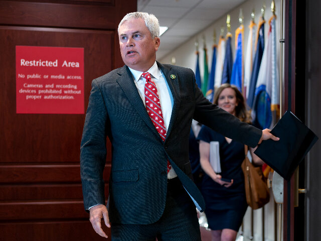 House Oversight and Accountability Committee Chair James Comer, R-Ky., emerges from a secure facility to speak to reporters about his investigation into the President Joe Biden's family after viewing confidential documents produced by the FBI following weeks of demands by congressional Republicans, at the Capitol in Washington, Monday, June 5, …