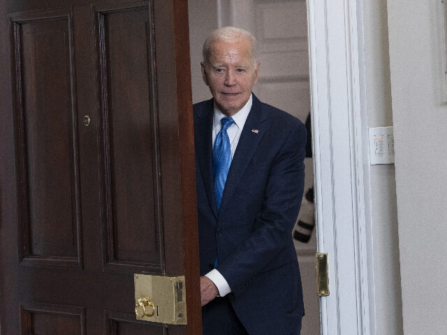 US President Joe Biden arrives to speak in the Roosevelt Room of the White House in Washington, DC, US, on Friday, Sept. 15, 2023. The United Auto Workers began a strike Friday against all three of the legacy Detroit carmakers, an unprecedented move that could launch a costly and protracted …