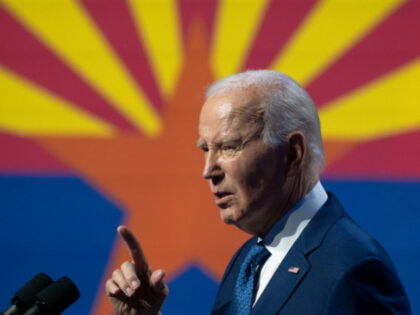 TEMPE, ARIZONA - SEPTEMBER 28: US President Joe Biden gives a speech at the Tempe Center for the Arts on September 28, 2023 in Tempe, Arizona. Biden delivered remarks on protecting democracy, honoring the legacy of the late Sen. John McCain (R-AZ), and revealed funding for the McCain Library.(Photo by …