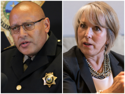 Bernalillo County Sheriff John Allen calls New Mexico Gov. Michelle Lujan Grisham's order suspending the carrying of firearms in the state's most populous metropolitan area unconstitutional during a news conference in Albuquerque, New Mexico, on Monday, Sept. 11, 2023. Allen is among the other municipal law enforcement officials who have …