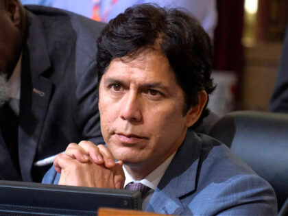 FILE - Los Angeles City Council member Kevin de Leon sits in chamber before starting the council meeting on Oct. 11, 2022 in Los Angeles. The disgraced Los Angeles councilman who was entangled in a City Hall racism scandal but resisted President Joe Biden's calls for his resignation said Wednesday, …