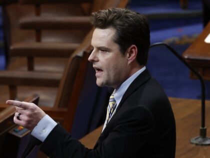 U.S. Rep.-elect Matt Gaetz (R-FL) delivers remarks in the House Chamber during the third day of elections for Speaker of the House at the U.S. Capitol Building on January 05, 2023 in Washington, DC. The House of Representatives is meeting to vote for the next Speaker after House Republican Leader …