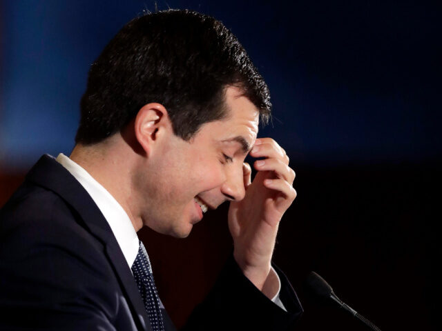 Democratic presidential candidate South Bend. Ind., Mayor Pete Buttigieg pauses before ans