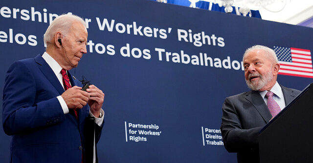 Biden Stumbles on Flag, Fiddles with Earpiece in Awkward Press Conference with Brazil's President Lula