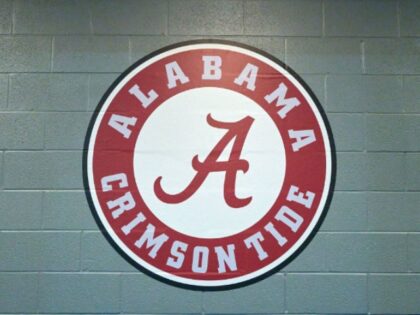 ARLINGTON, TX - DECEMBER 31: A detail view of the Alabama Crimson Tide logo is seen on a w