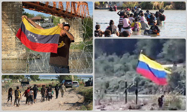Venezuelan migrants proudly display the flag of the country from which they seek "asylum." (Photos: Texas DPS/Breitbart Texas-Randy Clark)