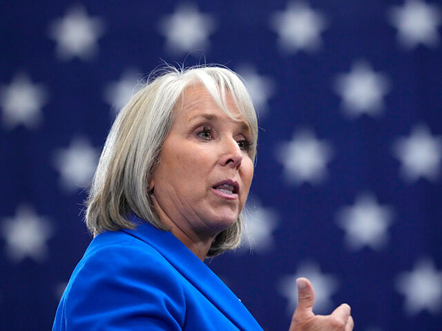 New Mexico Gov. Michelle Lujan Grisham speaks at the Arcosa Wind Towers, Aug. 9, 2023, in