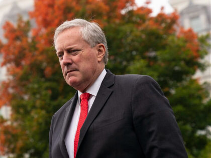 FILE - White House chief of staff Mark Meadows speaks with reporters at the White House, Wednesday, Oct. 21, 2020, in Washington. A federal judge in Atlanta is set to hear arguments Monday, Aug. 28, 2023, on whether Mark Meadows should be allowed to fight the Georgia indictment accusing him …