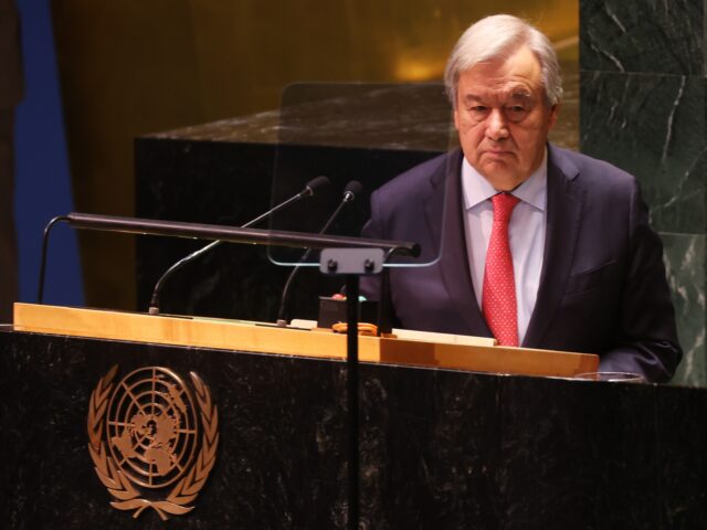NEW YORK, NEW YORK - SEPTEMBER 19: U.N. Secretary-General Antonio Guterres speaks at the start of the United Nations (UN) General Assembly on September 19, 2023 in New York City. Dignitaries and their delegations from across the globe have descended on New York for the annual event. This year marks …
