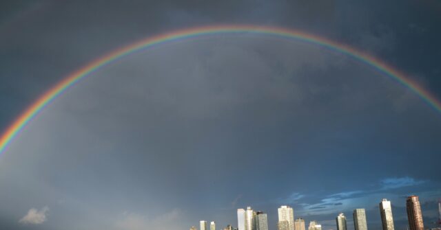 NextImg:Double Rainbow Appears over New York City on 9/11