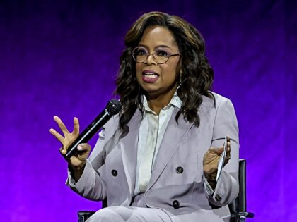 LAS VEGAS, NEVADA - APRIL 25: Oprah Winfrey speaks onstage as she promotes the upcoming fi