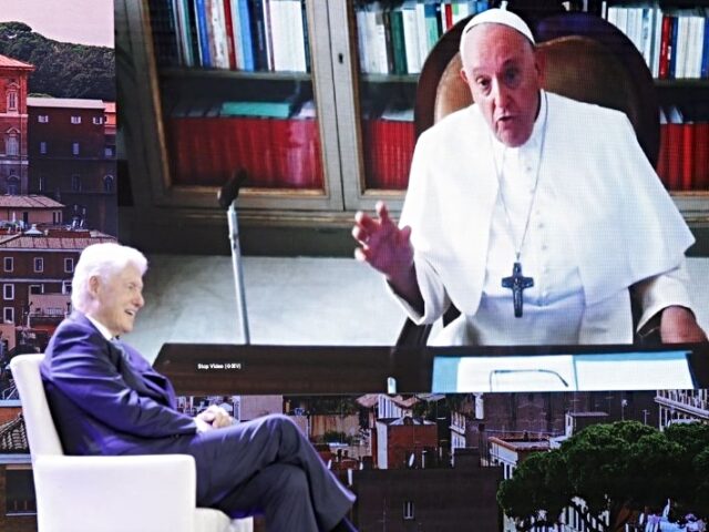 ROME — Pope Francis engaged former U.S. President Bill Clinton via zoom Monday, stressing the urgency of addressing the climate change “catastrophe,” the migration “crisis,” and war.