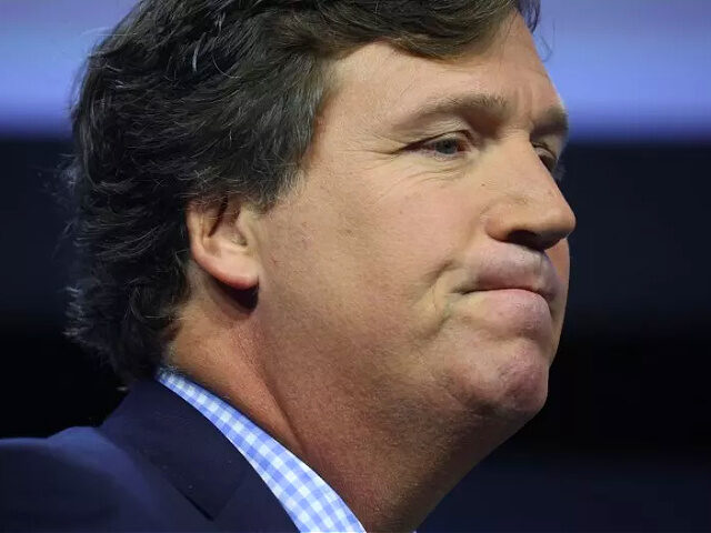 DES MOINES, IOWA - JULY 14: Former Fox News television personality Tucker Carlson speaks t