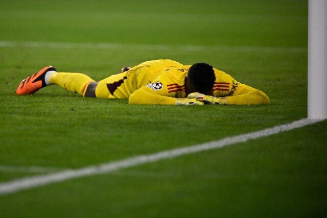 Andre Onana was dejected after his error handed Bayern Munich the opening goal