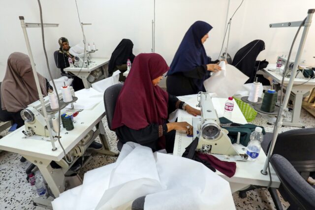 The apprentice dressmakers in Tripoli put their training on hold to help distressed surviv