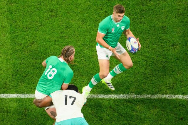 Beware Bravehearts -- Ireland fly-half Jack Crowley (R) says the Scots are no pushovers