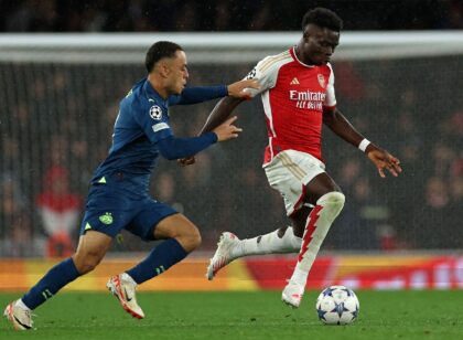 Bukayo Saka (R) has joined Arsenal's growing injury list