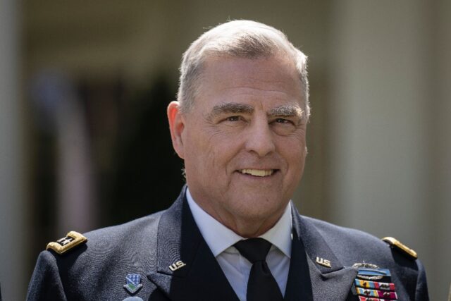 Chairman of the Joint Chiefs of Staff General Mark Milley in the Rose Garden of the White