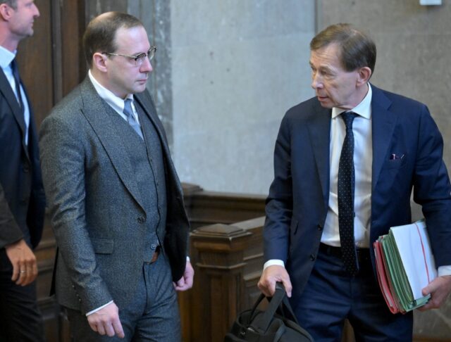 Child pornography charges: Austrian actor Florian Teichtmeister (left) in court in Vienna