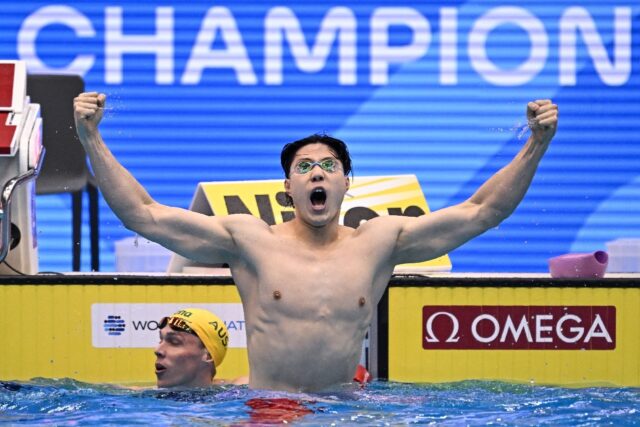 China's Qin Haiyang claimed a clean sweep of breaststroke gold medals at swimming's world