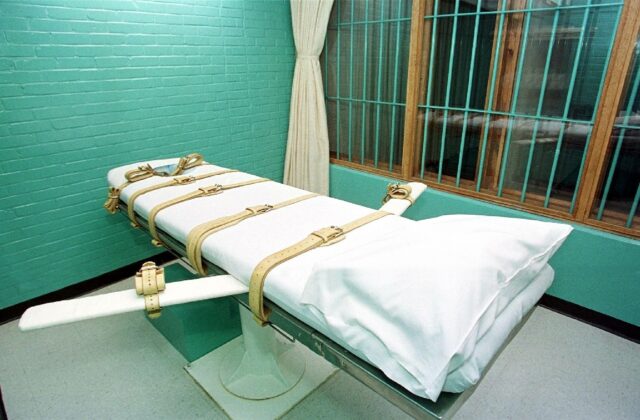 The 'death chamber' at the prison in Huntsville, Texas