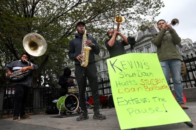 A demonstration outside the White House on September 29, 2023, calling on House Speaker Ke