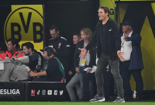 Dortmund head coach Edin Terzic reacts after his side conceded a late equaliser against pr